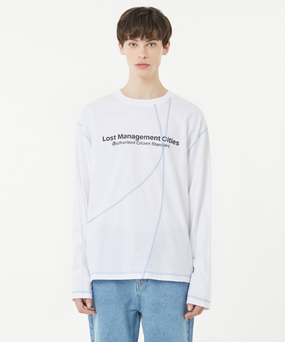 CNTRST CURVED LONG SLV TEE white