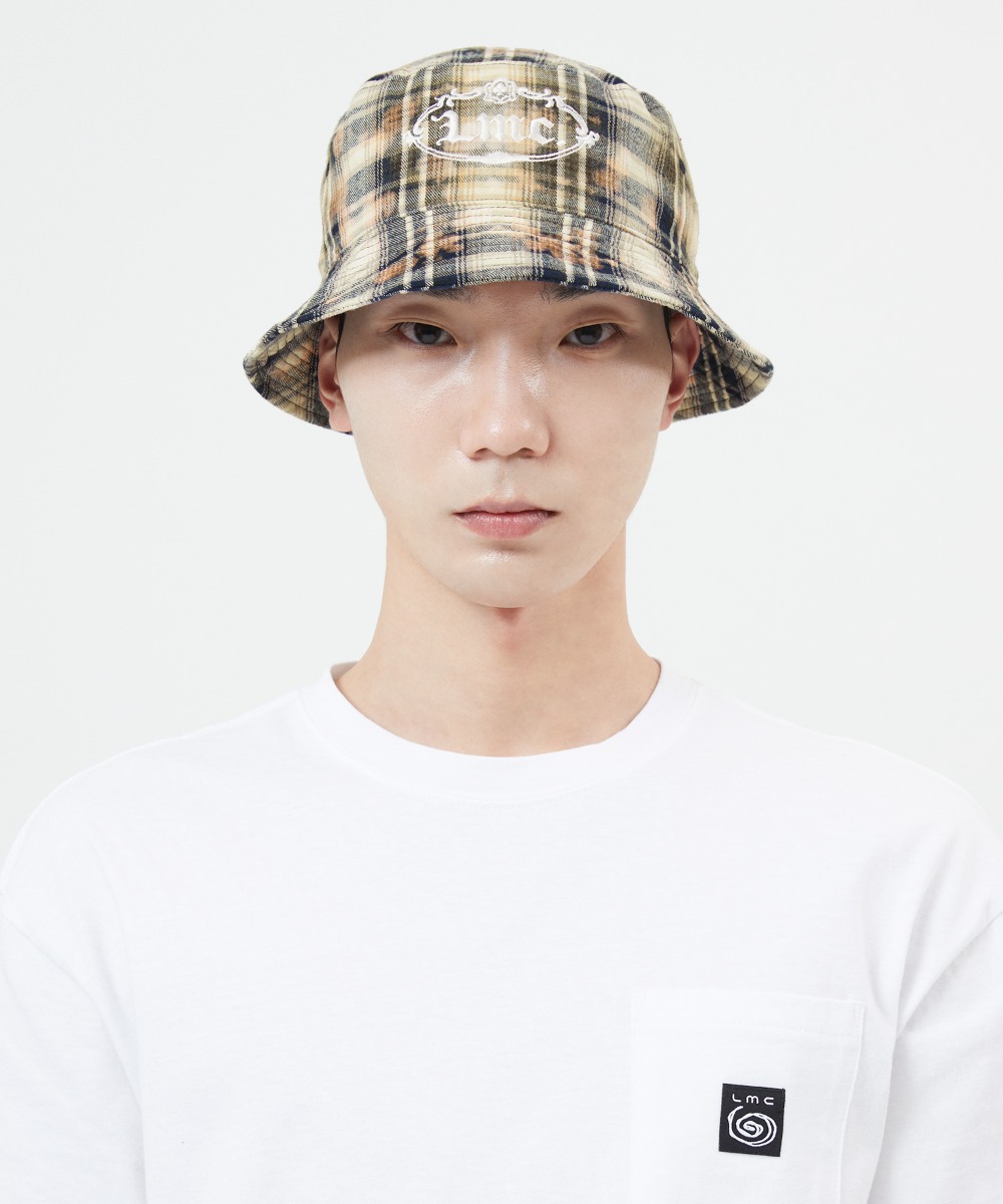 REVERSIBLE GOTHIC OVAL BUCKET HAT navy
